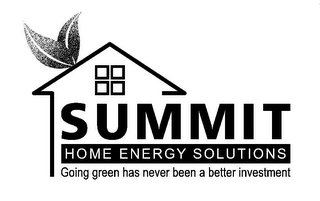 SUMMIT HOME ENERGY SOLUTIONS GOING GREEN HAS NEVER BEEN A BETTER INVESTMENT logo