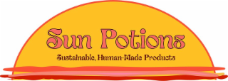 SUN POTIONS SUSTAINABLE, HUMAN-MADE PRODUCTS logo