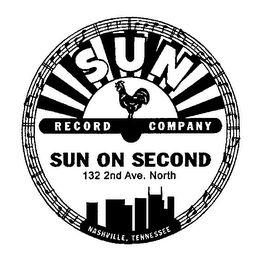 SUN RECORD COMPANY SUN ON SECOND 132 2ND AVE. NORTH NASHVILLE, TENNESSEE logo