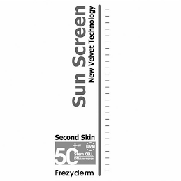 SUN SCREEN NEW VELVET TECHNOLOGY SECOND SKIN 50+SPF STEM CELL DNA PROTECTION UVA FREZYDERM logo