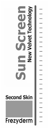 SUN SCREEN NEW VELVET TECHNOLOGY SECOND SKIN FREZYDERM logo