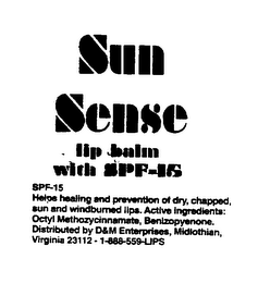 SUN SENSE LIP BALM WITH SPF-15 logo