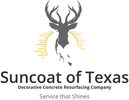SUNCOAT OF TEXAS DECORATIVE CONCRETE RESURFACING COMPANY SERVICE THAT SHINES logo