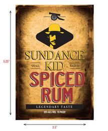 SUNDANCE KID SPICED RUM SMALL BATCH LEGENDARY TASTE 35% ALC./VOL 70 PROOF logo