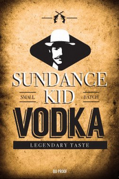 SUNDANCE KID  VODKA SMALL BATCH LEGENDARY TASTE 80 PROOF logo