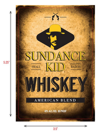 SUNDANCE KID WHISKEY SMALL BATCH LEGENDARY TASTE 40% ALC/VOL 80 PROOF logo