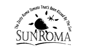 SUNROMA THE ZESTY ROMA TOMATO THAT'S BEEN KISSED BY THE SUN logo