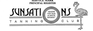 SUNSATIONS TANNING CLUB "WHERE THE SUN ALWAYS SHINES!" logo