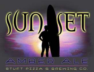 SUNSET AMBER ALE STUFT PIZZA & BREWING CO. logo