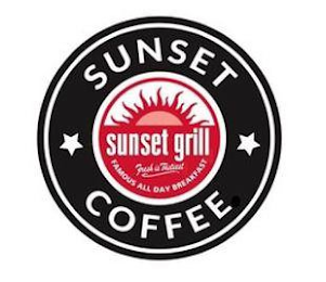 SUNSET COFFEE SUNSET GRILL FRESH IS TASTIEST FAMOUS ALL DAY BREAKFAST logo
