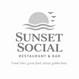 SUNSET SOCIAL RESTAURANT & BAR GOOD VIBES, GREAT FOOD, ALWAYS GOLDEN HOUR. logo