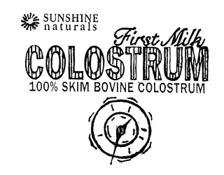 SUNSHINE NATURALS FIRST MILK COLOSTRUM 100% SKIM BOVINE COLOSTRUM logo