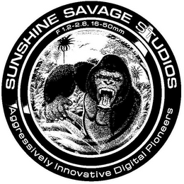 SUNSHINE SAVAGE STUDIOS F 1.2-2.8 16-50MM AGGRESSIVELY INNOVATIVE DIGITAL PIONEERS logo