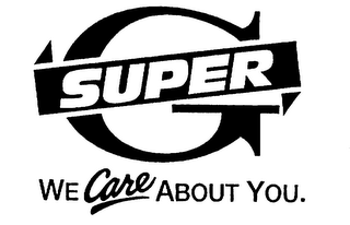 SUPER G WE CARE ABOUT YOU. logo