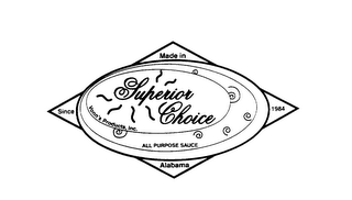 SUPERIOR CHOICE VONN'S PRODUCTS, INC.  ALL PURPOSE SAUCE MADE IN ALABAMA SINCE 1984 logo