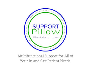 SUPPORT PILLOW LIFESTYLE PILLOWS MULTIFUNCTIONAL SUPPORT FOR ALL OF YOUR IN AND OUT PATIENT NEEDS. logo