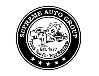 SUPREME AUTO GROUP EST. 1977 THANK YOU FOR YOUR BUSINESS logo