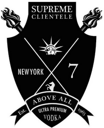 SUPREME CLIENTELE NEW YORK 7 EST. 1965 ABOVE ALL ULTRA PREMIUM VODKA logo
