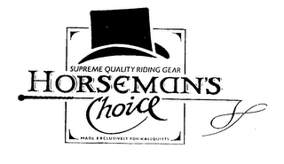 SUPREME QUALITY RIDING GEAR HORSEMAN'S CHOICE MADE EXCLUSIVELY FOR KALLQUISTS logo