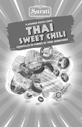 SURATI FLAVOURED POTATO CHIPS THAI SWEET CHILI CROUSTILLES DE POMMES DE TERRE AROMATISÉES logo