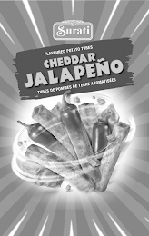 SURATI FLAVOURED POTATO TUBES CHEDDAR JALAPEÑO TUBES DE POMMES DE TERRE AROMATISÉES logo