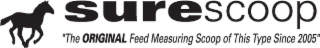 SURESCOOP "THE ORIGINAL FEED MEASURING SCOOP OF THIS TYPE SINCE 2005" logo