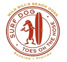 SURF DOG TOES ON THE NOSE WILD BILL'S BEACH DOGS SEASIDE FLORIDA logo