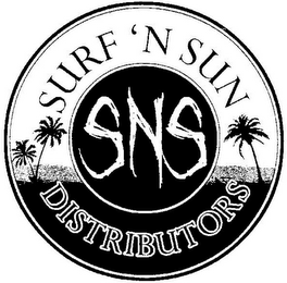 SURF 'N SUN DISTRIBUTORS SNS logo