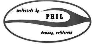 SURFBOARDS BY PHIL DOWNEY, CALIFORNIA logo