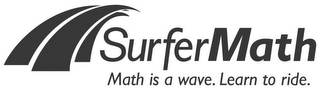 SURFER MATH MATH IS A WAVE. LEARN TO RIDE. logo