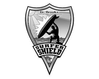 SURFER SHIELD DR. BROOKS' EXCLUSIVE SPORTSMAN'S SUNBLOCKING FORMULA logo