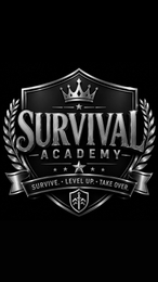 SURVIVAL ACADEMY SURVIVE. · LEVEL UP. · TAKE OVER. logo