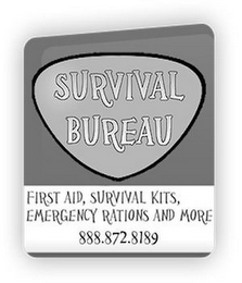 SURVIVAL BUREAU FIRST AID, SURVIVAL KITS, EMERGENCY RATIONS AND MORE 888.872.8189 WWW.THESURVIVALBUREAU.COM logo