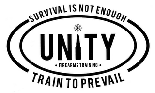 SURVIVAL IS NOT ENOUGH UNITY · FIREARMSTRAINING · TRAIN TO PREVAIL logo