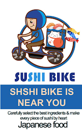 SUSHI BIKE SUSHI BIKE IS NEAR YOU CAREFULLY SELECT THE BEST INGREDIENTS AND MAKE EVERY PIECE OF SUSHI BY HEART JAPANESE FOOD logo