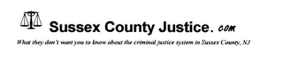 SUSSEX COUNTY JUSTICE.COM WHAT THEY DON'T WANT YOU TO KNOW ABOUT THE CRIMINAL JUSTICE SYSTEM IN SUSSEX COUNTY, NJ logo