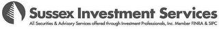 SUSSEX INVESTMENT SERVICES ALL SECURITIES & ADVISORY SERVICES OFFERED THROUGH INVESTMENT PROFESSIONALS, INC. MEMBER FINRA & SIPC logo