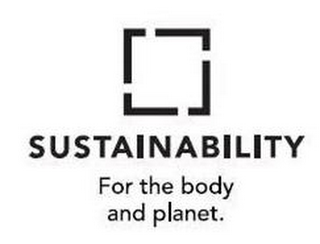 SUSTAINABILITY FOR THE BODY AND PLANET. logo