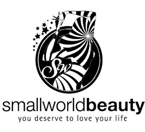 SW SMALLWORLDBEAUTY YOU DESERVE TO LOVE YOUR LIFE logo