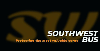 SW SOUTHWEST BUS PROTECTING THE MOST VALUABLE CARGO logo