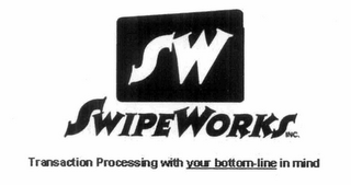 SW SWIPEWORKS TRANSACTION PROCESSING WITH YOUR BOTTOM LINE IN MIND logo