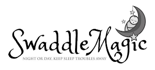 SWADDLE MAGIC NIGHT OR DAY, KEEP SLEEP TROUBLES AWAY logo