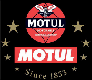 SWAN FINCH MOTUL MOTOR OILS SWAN-FINCH OIL CORPORATION NEW YORK NEWARK NJ CHICAGO BUFFALO SAN FRANCISCO MOTUL SINCE 1853 logo