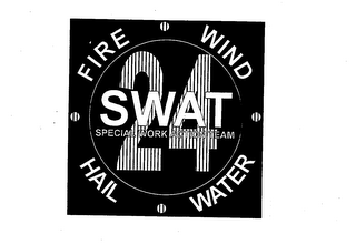 SWAT 24 SPECIAL WORK ACTION TEAM FIRE WIND HAIL WATER logo