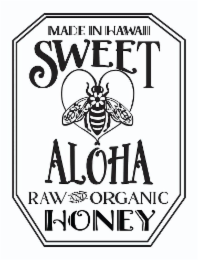 SWEET ALOHA MADE IN HAWAI RAW AND ORGANIC HONEY logo
