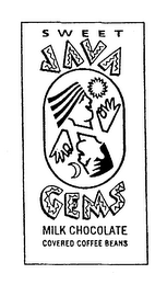 SWEET JAVA GEMS MILK CHOCOLATE COVERED COFFEE BEANS logo