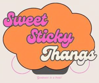 SWEET STICKY THANGS GOODNESS IN A TREAT! logo