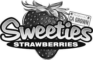 SWEETIES STRAWBERRIES CALIFORNIA CA GROWN logo