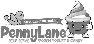 SWEETNESS IN THE MAKING PENNYLANE SELF-SERVE FROZEN YOGURT & CANDY logo