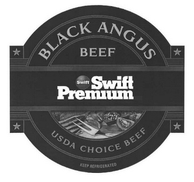 SWIFT SWIFT PREMIUM BLACK ANGUS BEEF USDA CHOICE BEEF KEEP REFRIGERATED logo